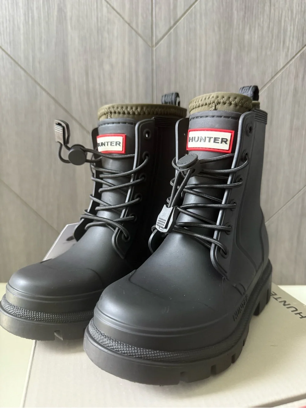 Hunter Kids' Stamp Waterproof Lace-Up Rain Boot - Picture 2 of 4